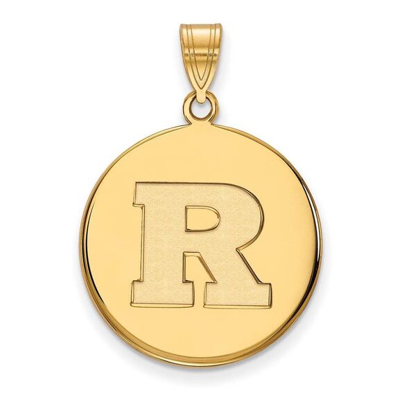 10k Yellow Gold Rutgers Large Initial R Disc Pendant
